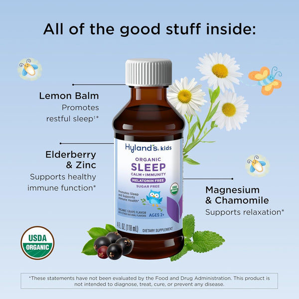 HYLANDS - Kids Organic Sleep Calm + Immunity Melatonin-Free Grape - 4 fl oz (118 ml)
