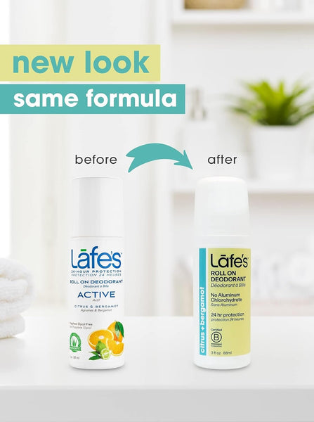 LAFES - Deodorant Roll-On Active, Citrus & Bergamot - 3 fl oz (88 ml)