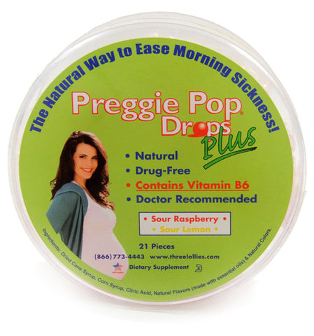 Three Lollies -  Preggie Pop Drops Plus With Vitamin B6 For Morning Sickness Relief, 21 Count