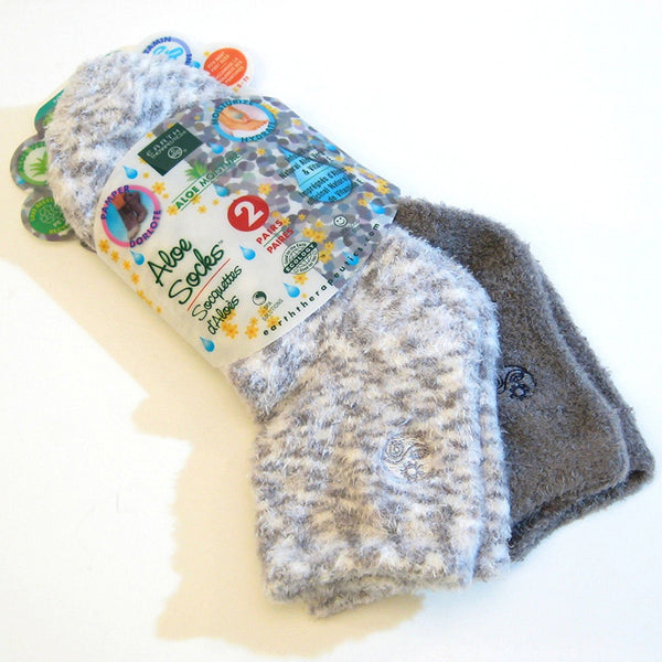 EARTH THERAPEUTICS - Aloe Moisture Socks Gray Plaid