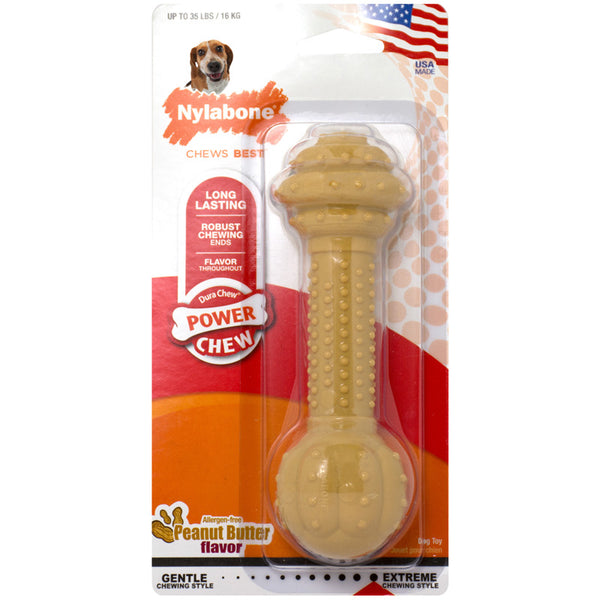 POWER CHEW - Peanut Butter Barbell Dog Chewy Toy Large/X-Large